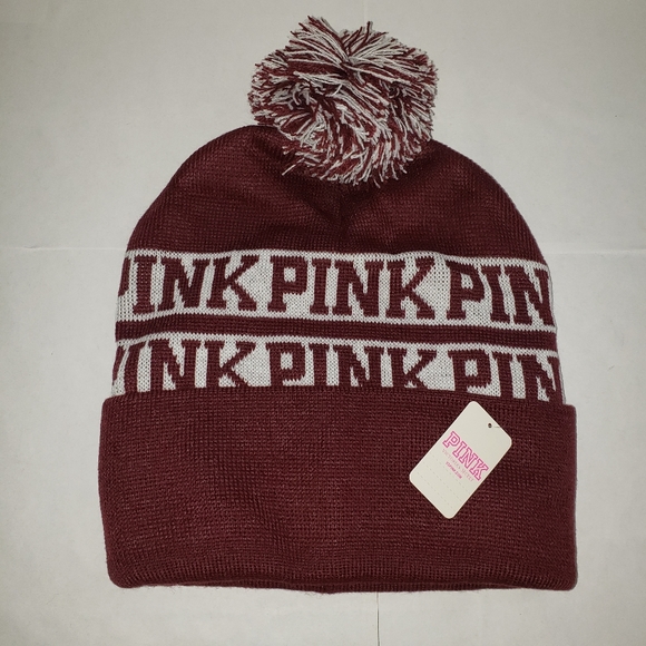 Pink VS, Beanie with pom pom. "New" - Picture 3 of 6